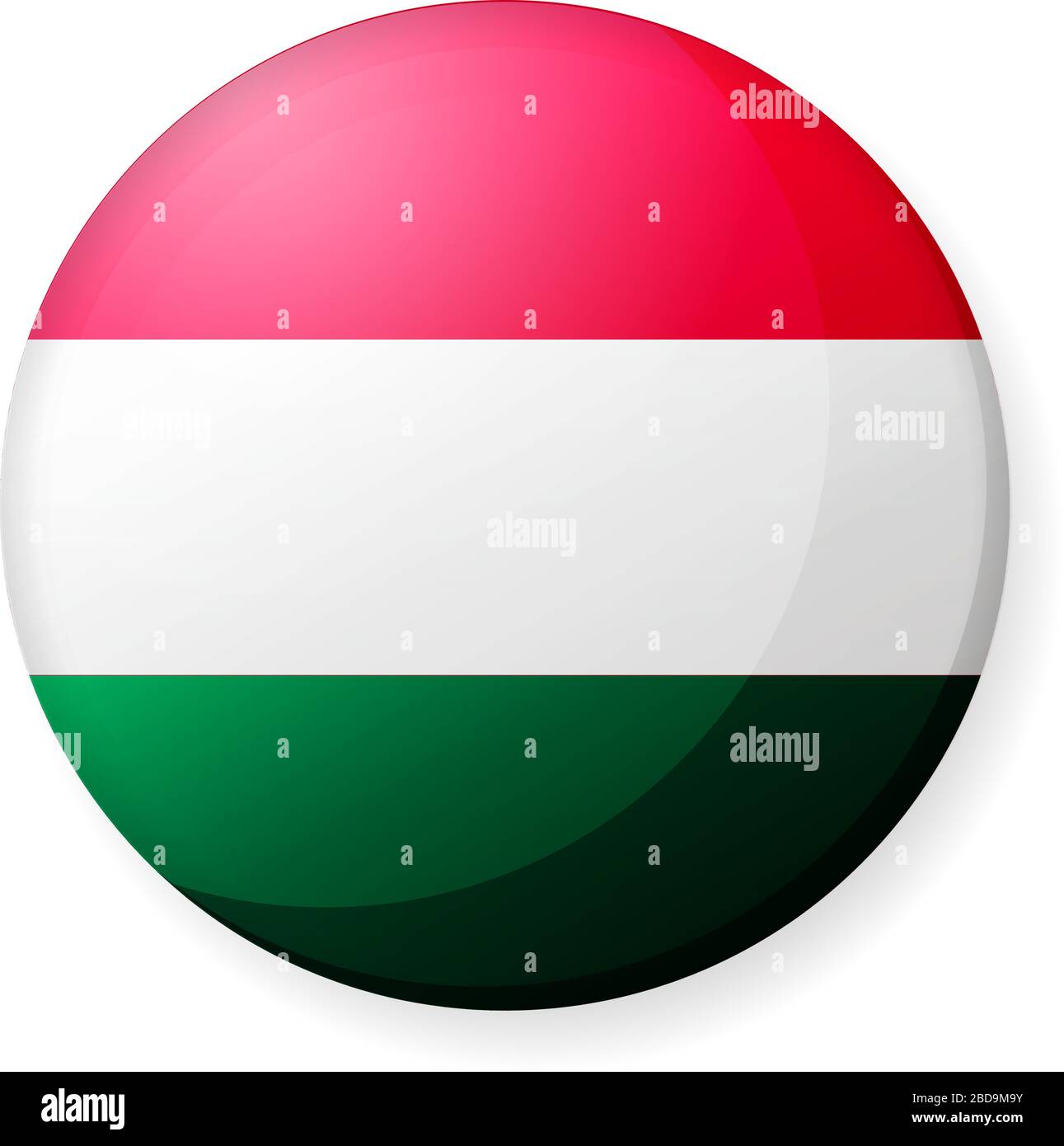 Illustrazione dell'icona della bandiera di un paese circolare ( logo del pulsante ) / Ungheria Illustrazione Vettoriale