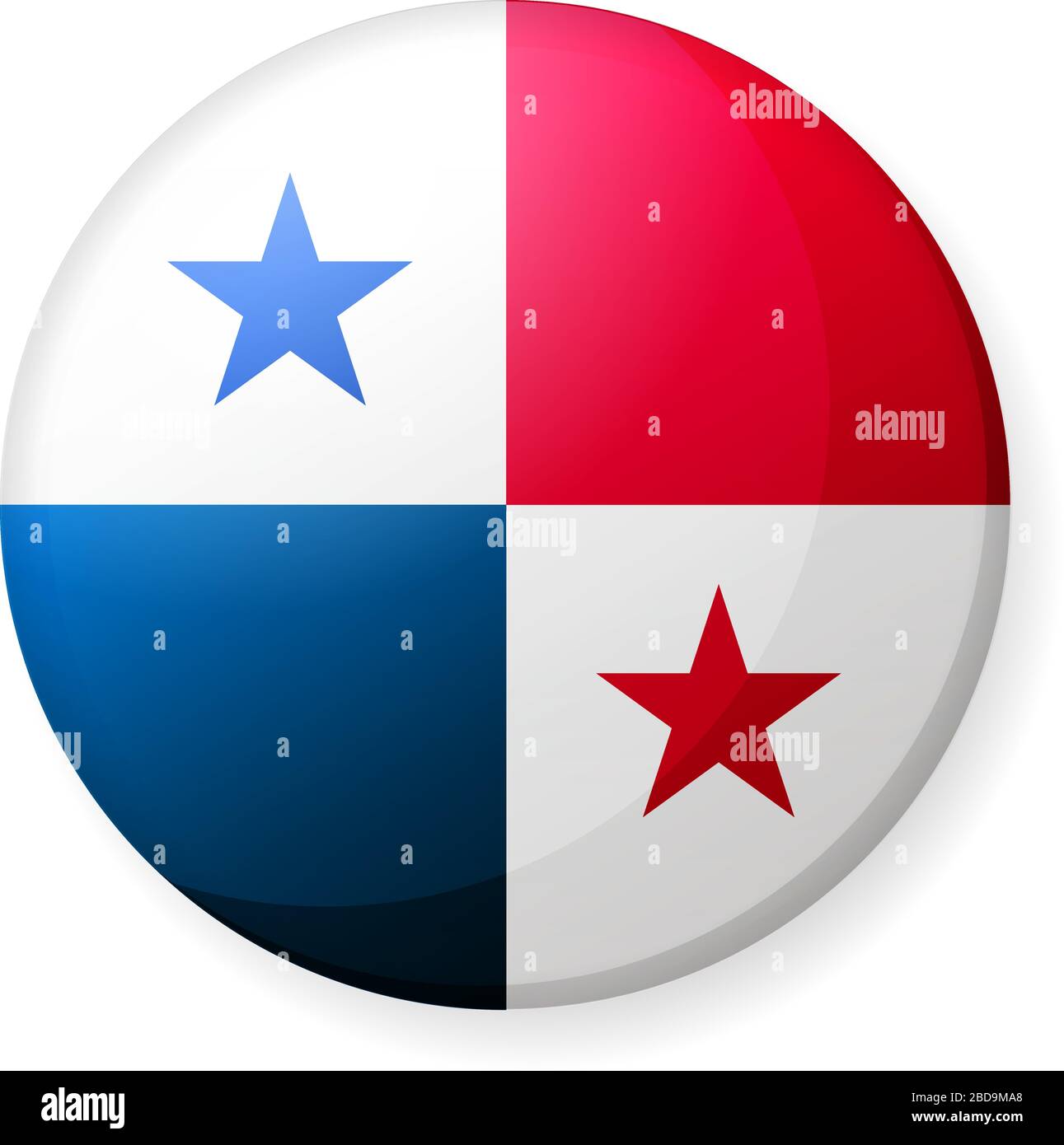 Illustrazione dell'icona della bandiera di un paese circolare ( logo del pulsante ) / Panama Illustrazione Vettoriale