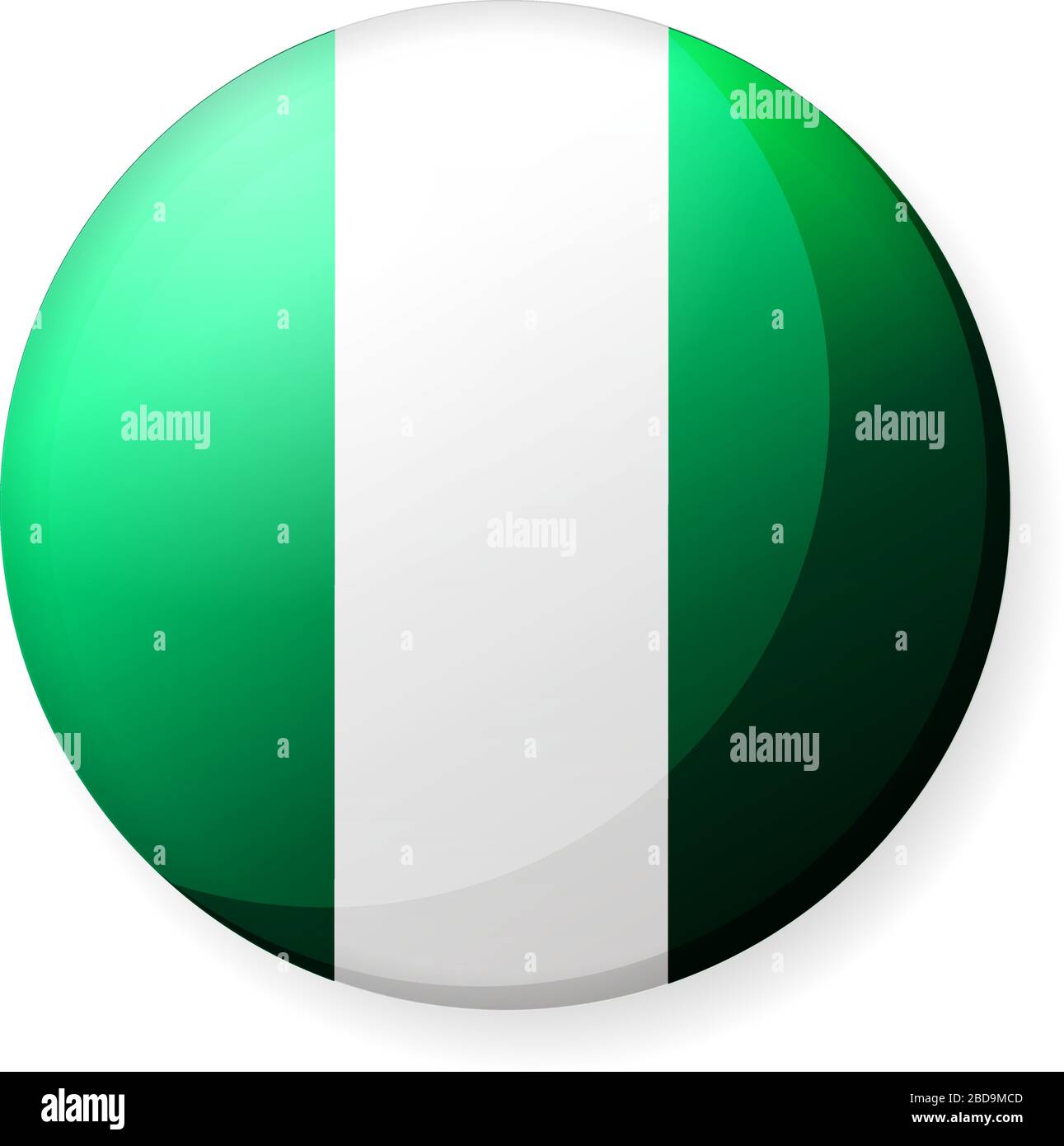 Illustrazione dell'icona della bandiera di un paese circolare ( logo del pulsante ) / Nigeria Illustrazione Vettoriale