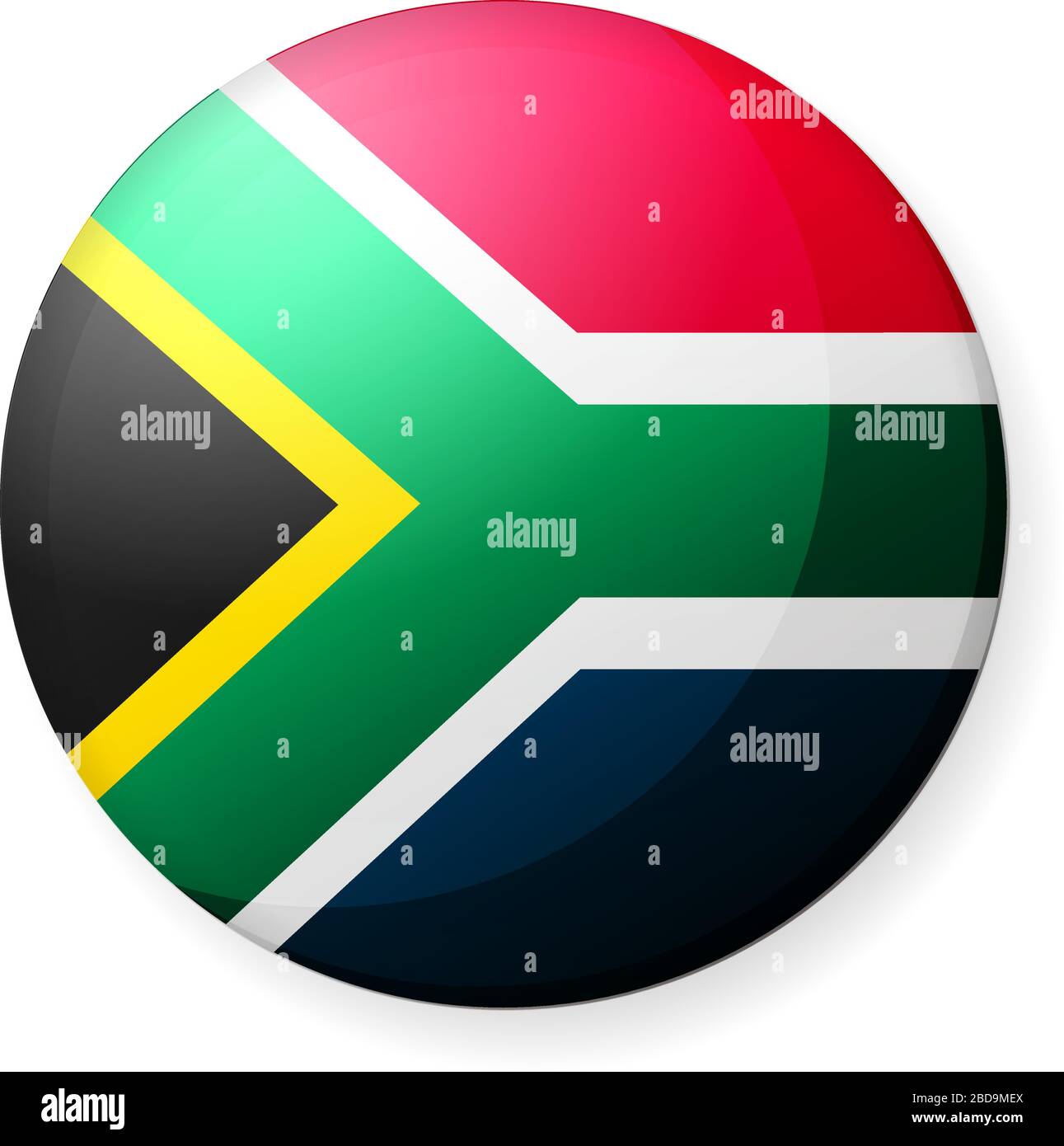 Illustrazione dell'icona della bandiera di un paese circolare ( logo del pulsante ) / Sudafrica Illustrazione Vettoriale