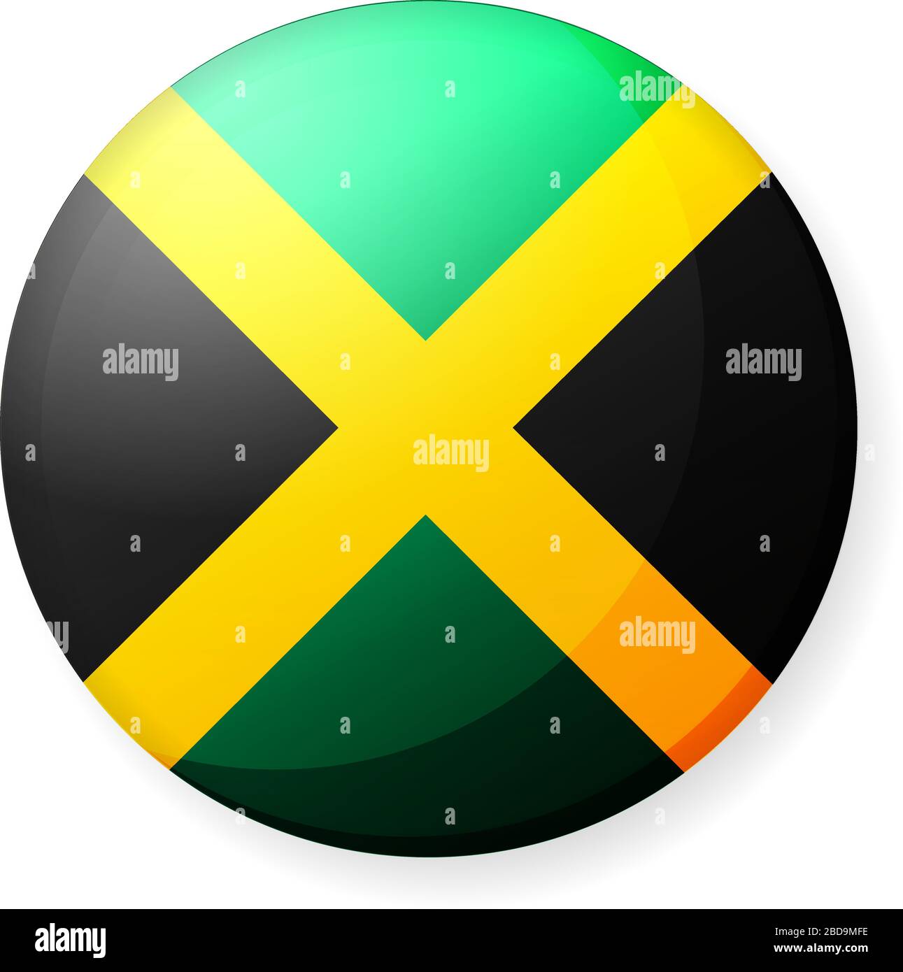 Illustrazione icona bandiera di paese circolare ( badge pulsante ) / Giamaica Illustrazione Vettoriale