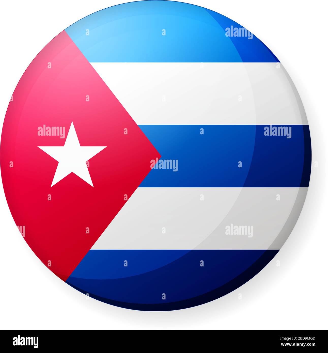 Illustrazione dell'icona della bandiera di un paese circolare ( badge del pulsante ) / Cuba Illustrazione Vettoriale