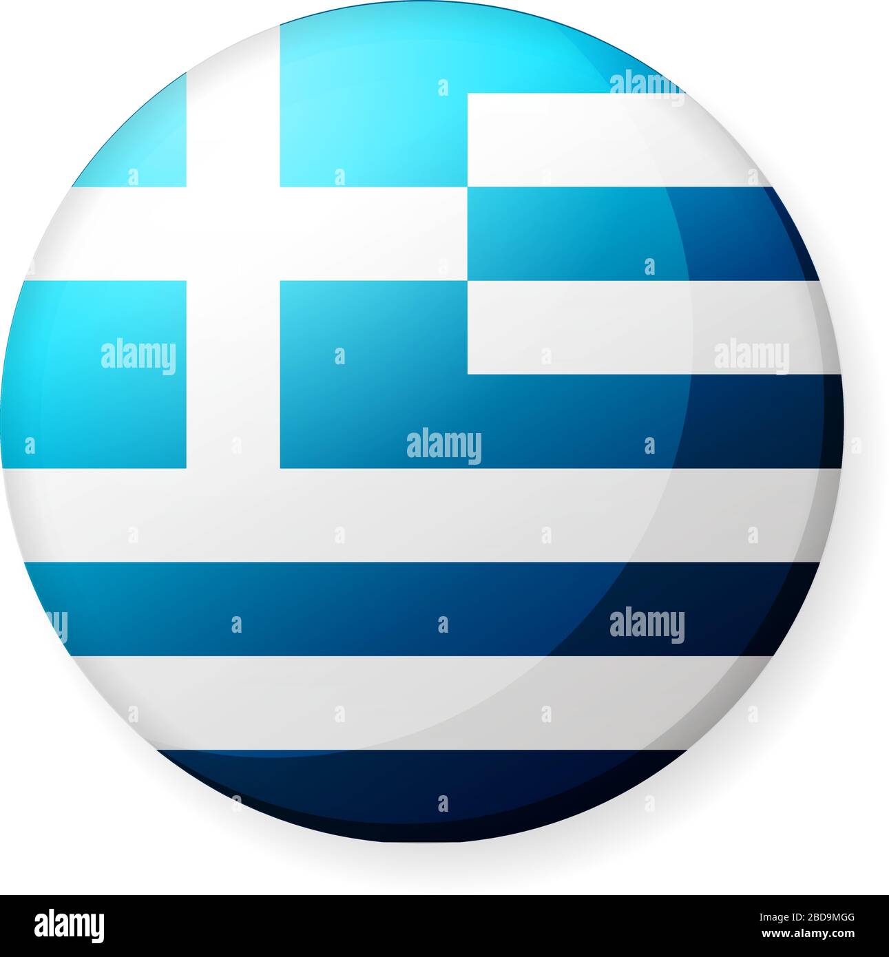 Illustrazione dell'icona della bandiera di un paese circolare ( logo del pulsante ) / Grecia Illustrazione Vettoriale