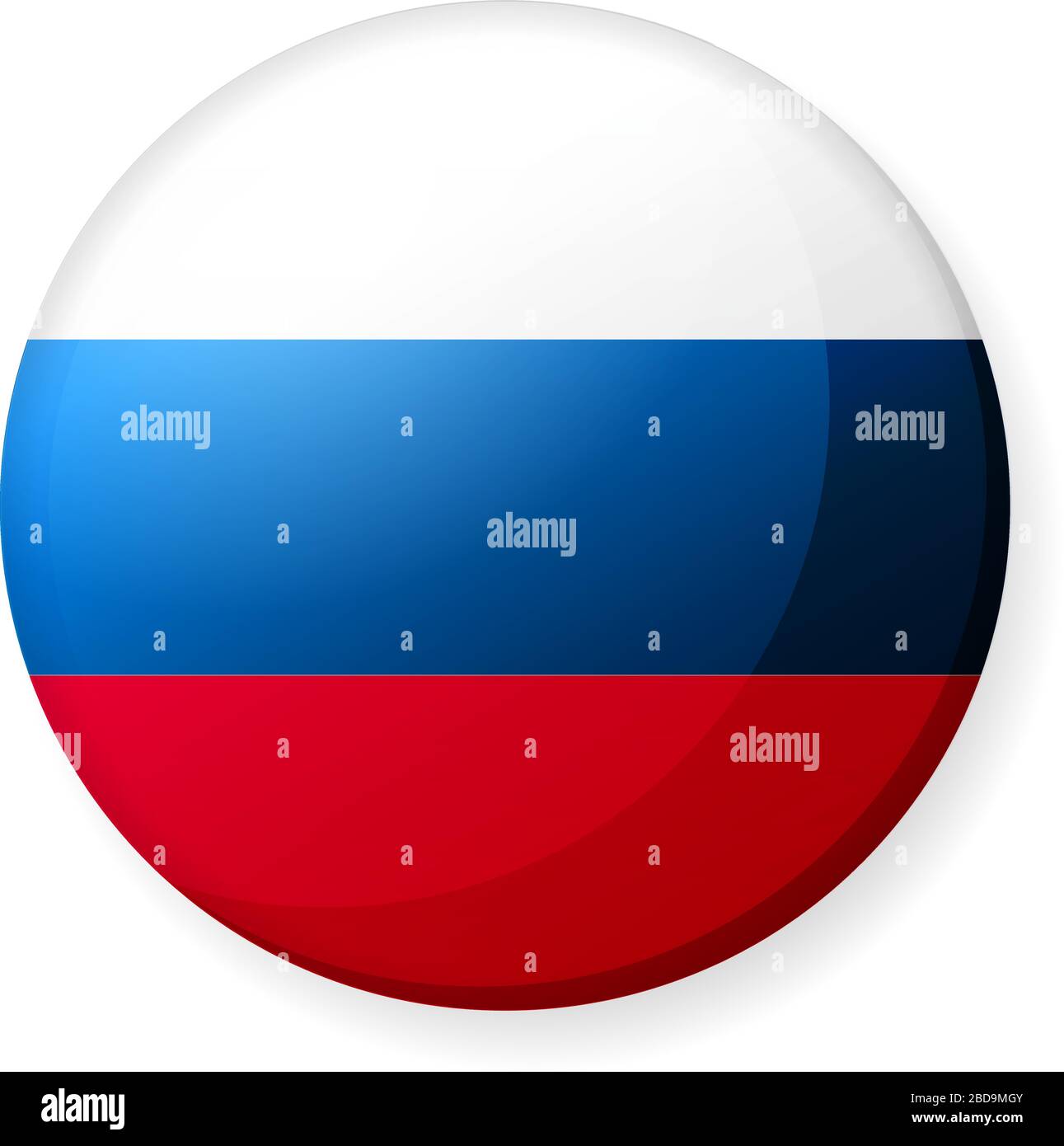Illustrazione dell'icona della bandiera di un paese circolare ( logo del pulsante ) / Russia Illustrazione Vettoriale