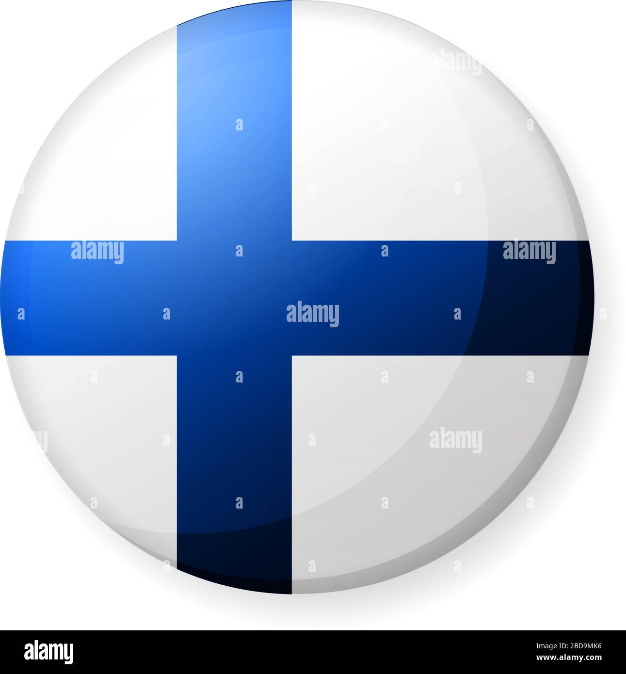 Illustrazione dell'icona della bandiera di un paese circolare ( logo del pulsante ) / Finlandia Illustrazione Vettoriale