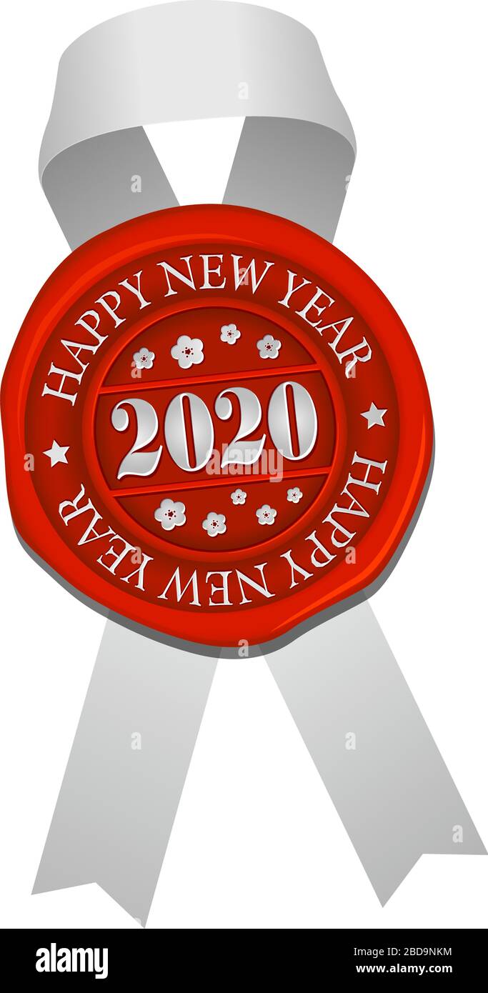 2020 cera sigillante & nastro illustrazione vettoriale / felice anno nuovo Illustrazione Vettoriale