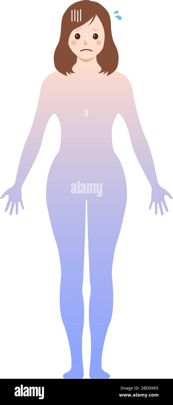 Tipo di sensibilità al freddo / immagine vettoriale di scarsa circolazione (corpo intero) Illustrazione Vettoriale