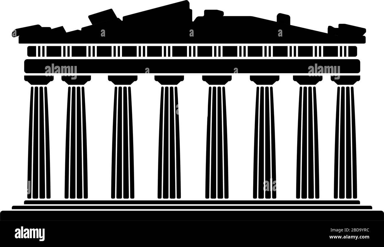 Tempio del Partenone - Grecia / edifici di fama mondiale illustrazione vettoriale monocromatica. Illustrazione Vettoriale