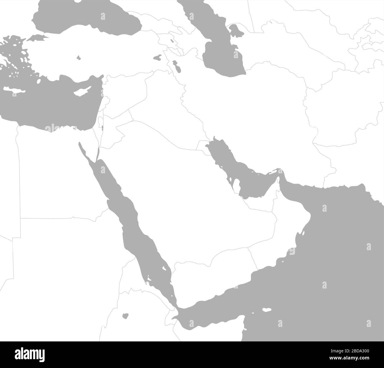 Medio Oriente , Mappa dei paesi arabi / Nessun testo Illustrazione Vettoriale