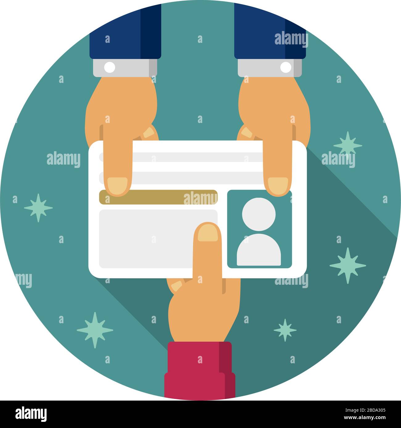 Felice di ottenere una nuova patente di guida ( carta d'identità ). Illustrazione vettoriale banner circolare. Illustrazione Vettoriale