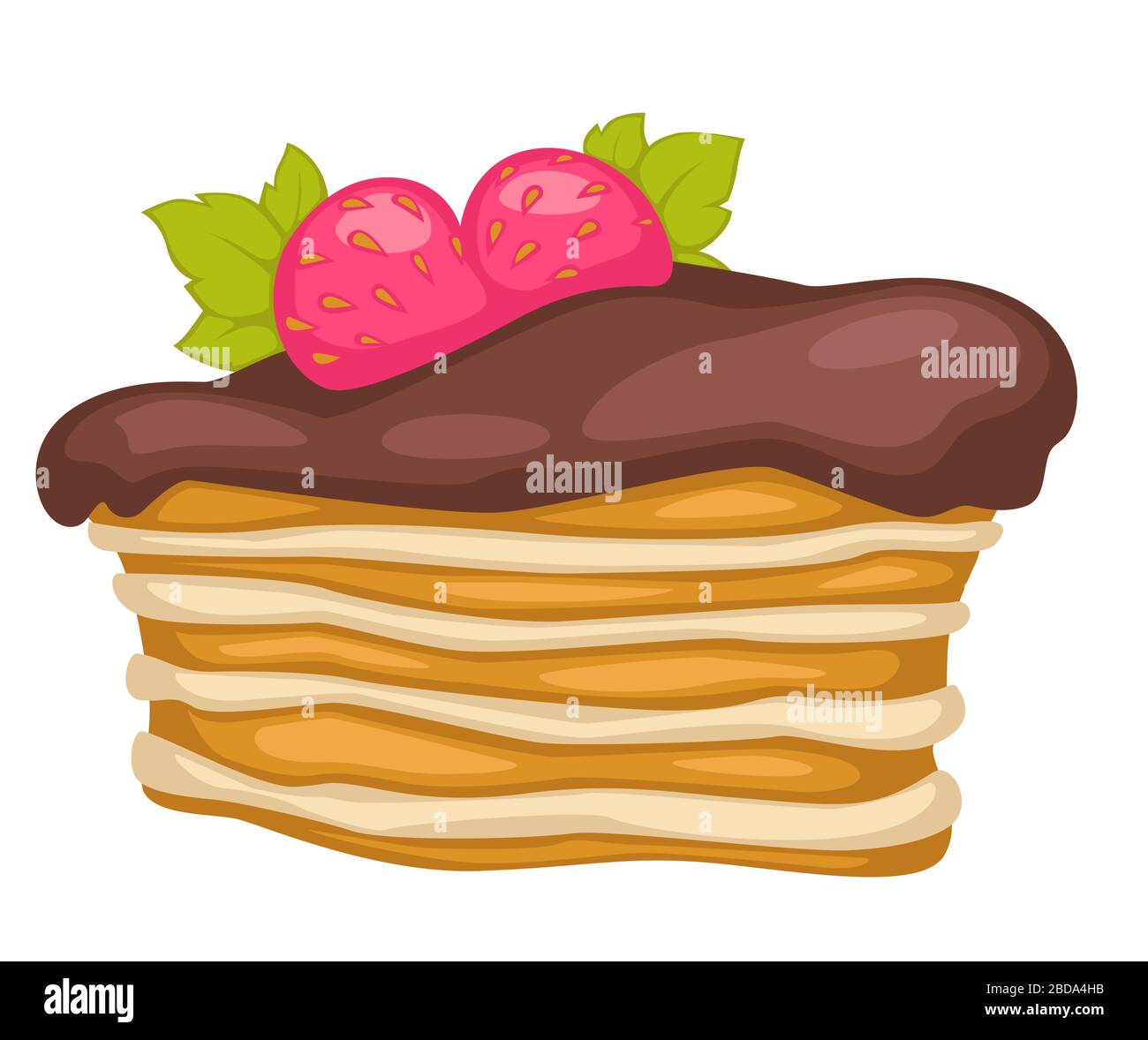 Dolce a strati con vettore di cioccolato e fragole Illustrazione Vettoriale