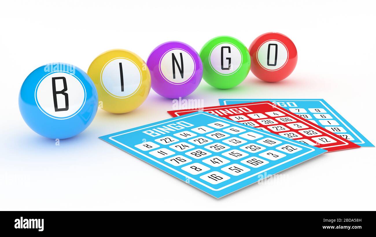 Rendering 3D del concetto di Bingo palle sfondo Foto Stock