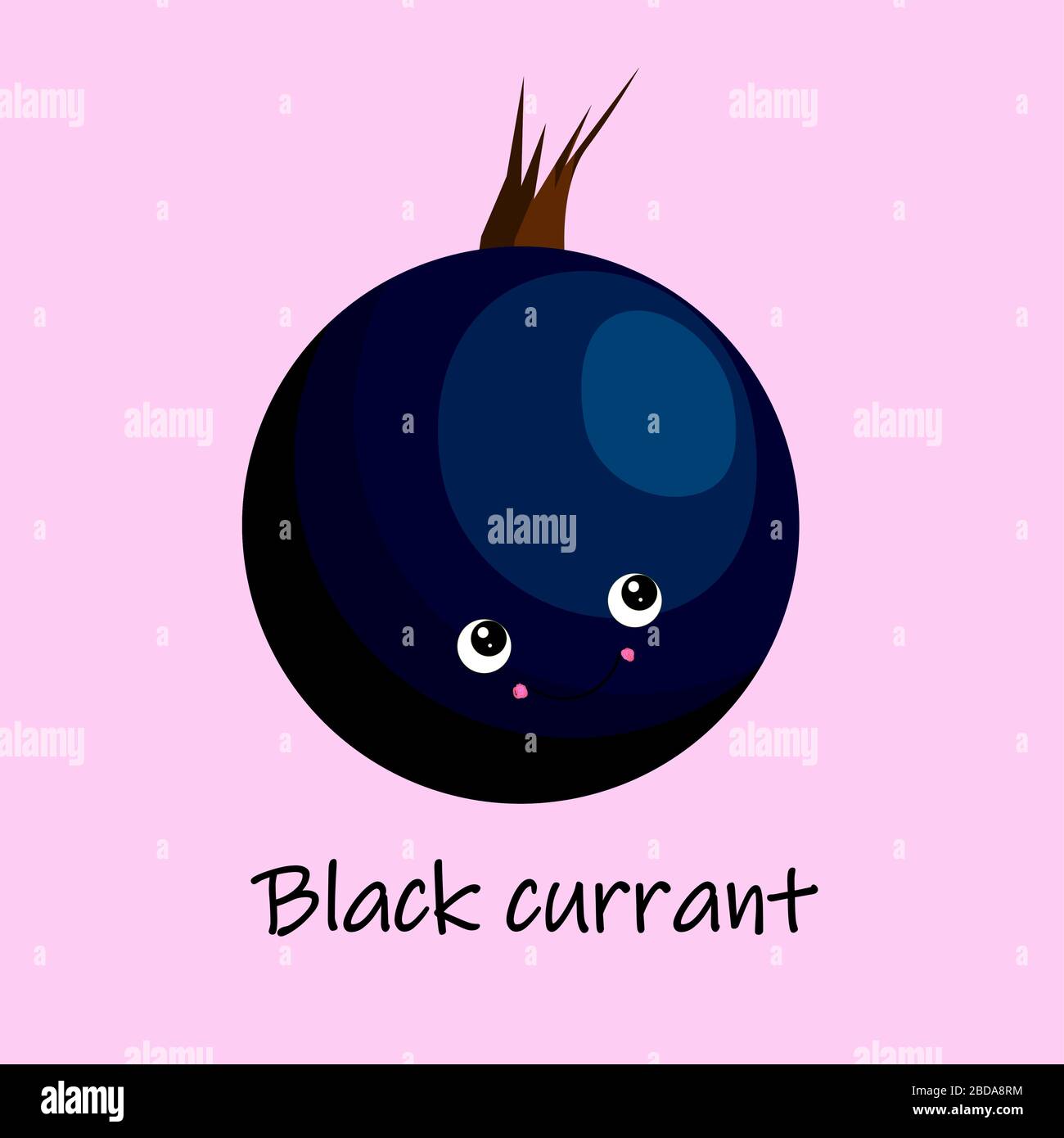 Carattere di ribes di Berry. Carta per lo studio della frutta e delle bacche per i bambini. Illustrazione Vettoriale