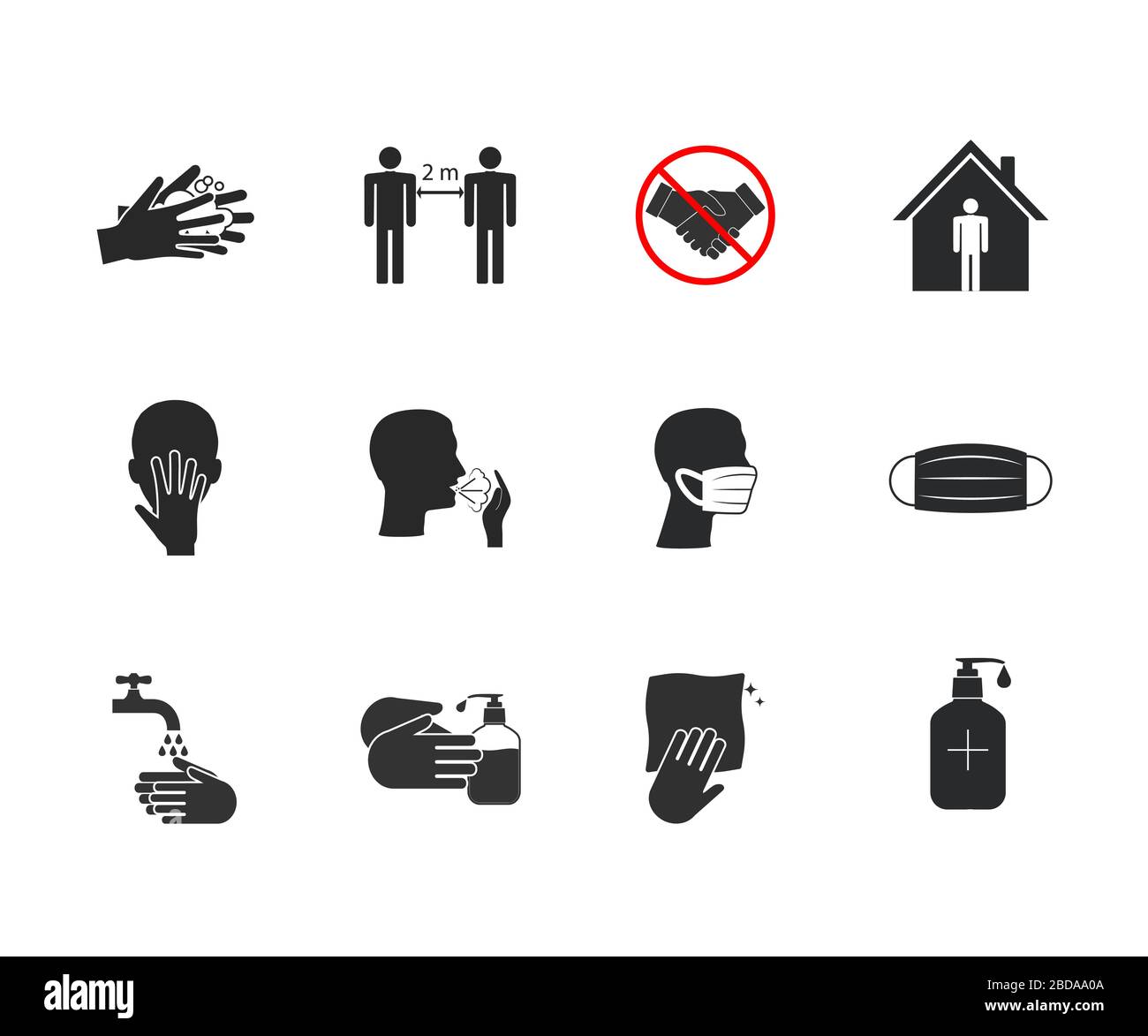 Icona di prevenzione della malattia di coronavirus. Illustrazione vettoriale, design piatto. Illustrazione Vettoriale