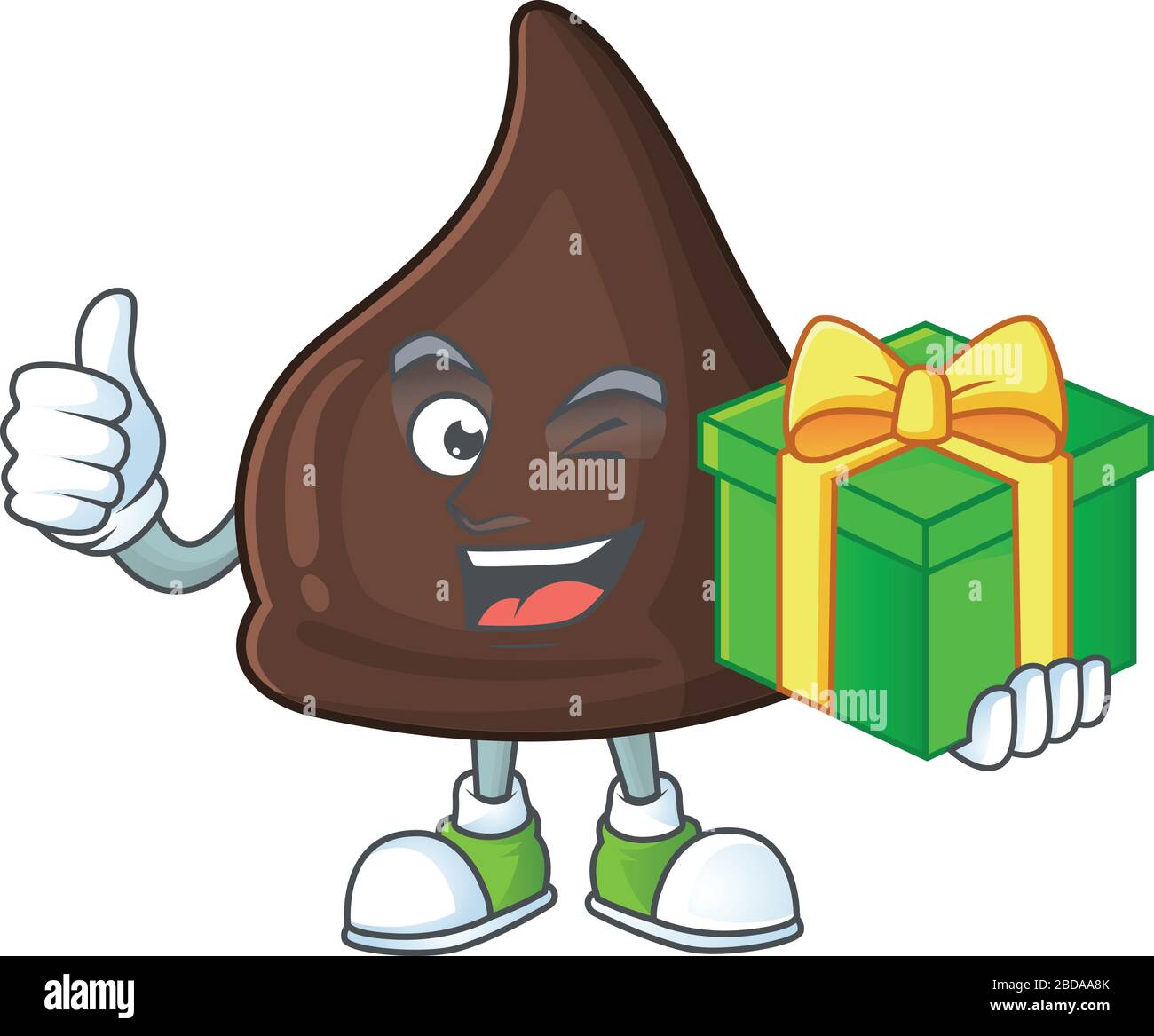 Fumetto di cioccolato smiley con scatola regalo Illustrazione Vettoriale