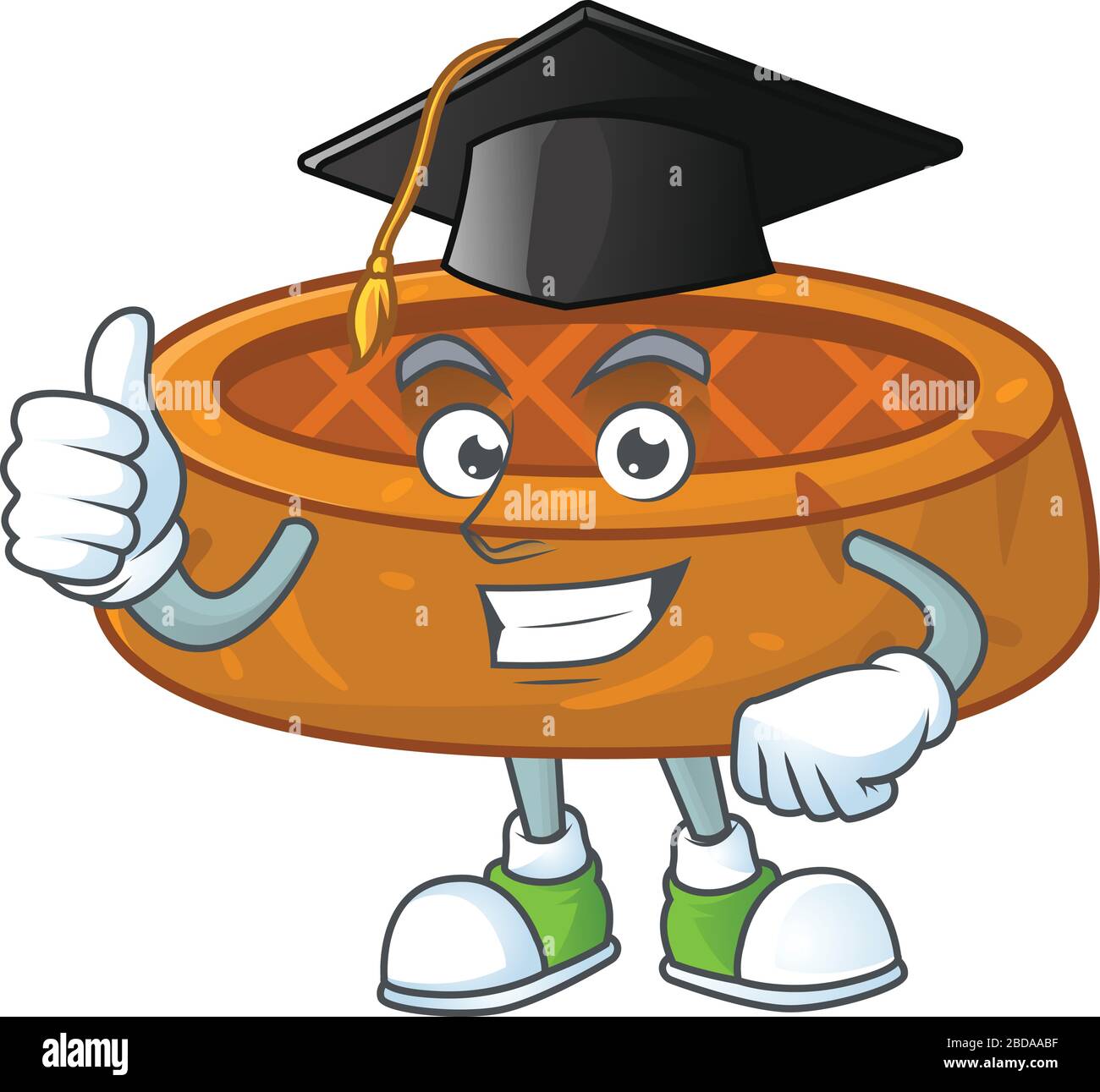 Mascot design concetto di biscotti di arachide orgogliosamente indossare un cappello nero Graduation Illustrazione Vettoriale