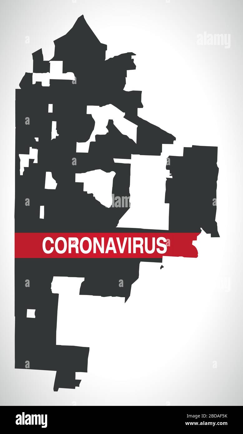 Mappa della città del Kansas Missouri con l'avvertimento di Coronavirus Illustrazione Vettoriale