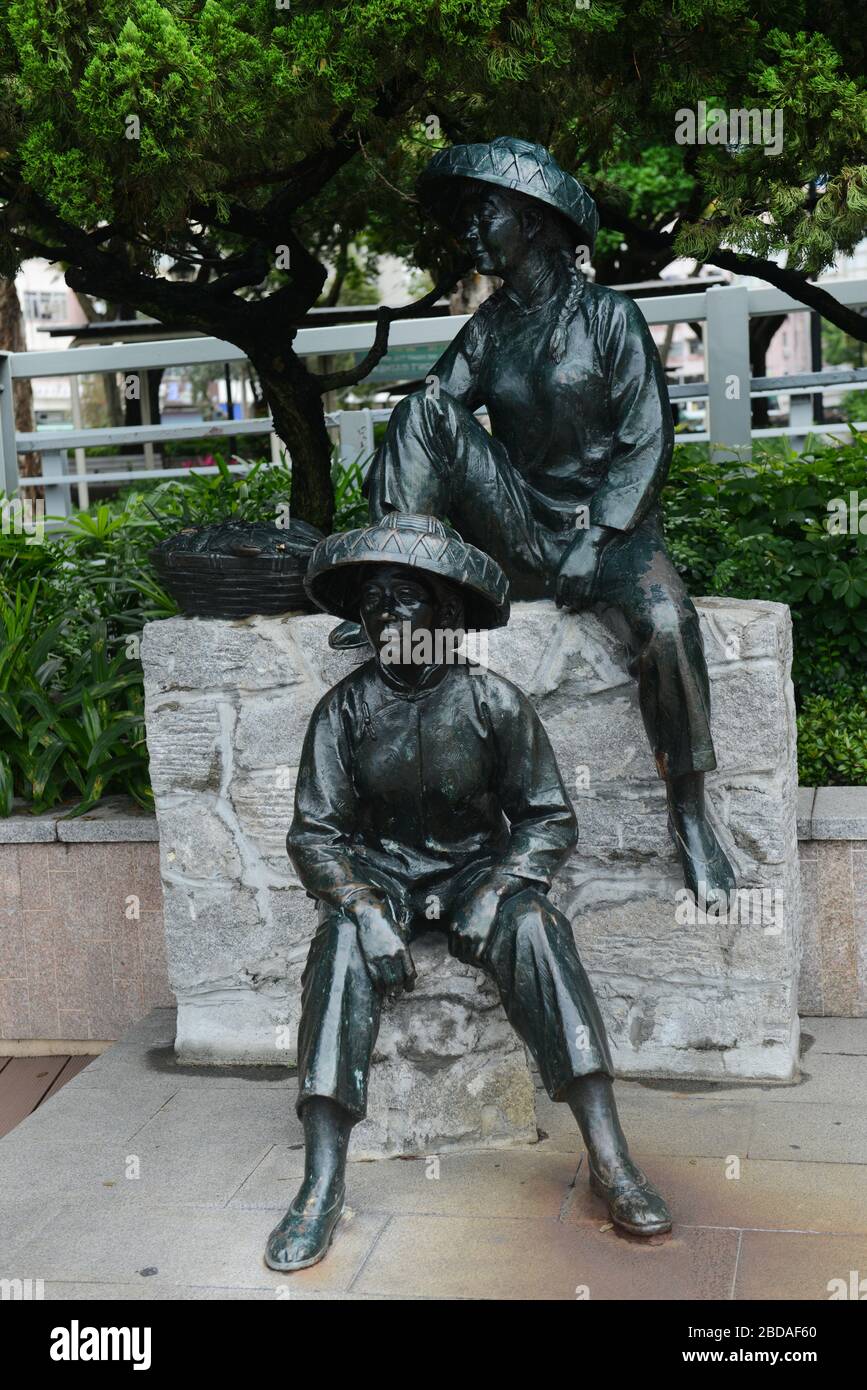 Statua dei pescatori ad Aberdeen Hong Kong. Foto Stock