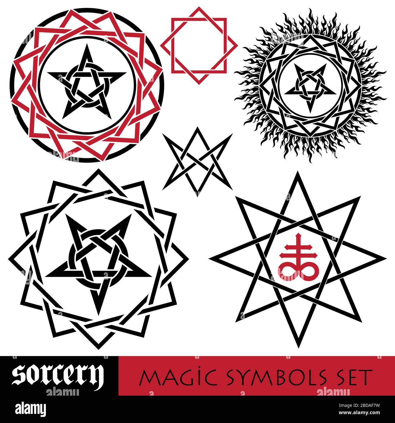Set di segni magici neri Illustrazione Vettoriale