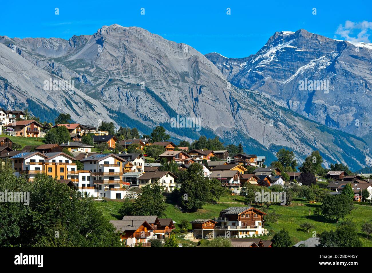 Località di villeggiatura Nendaz nelle Alpi Pennine, Nendaz, Vallese, Svizzera Foto Stock