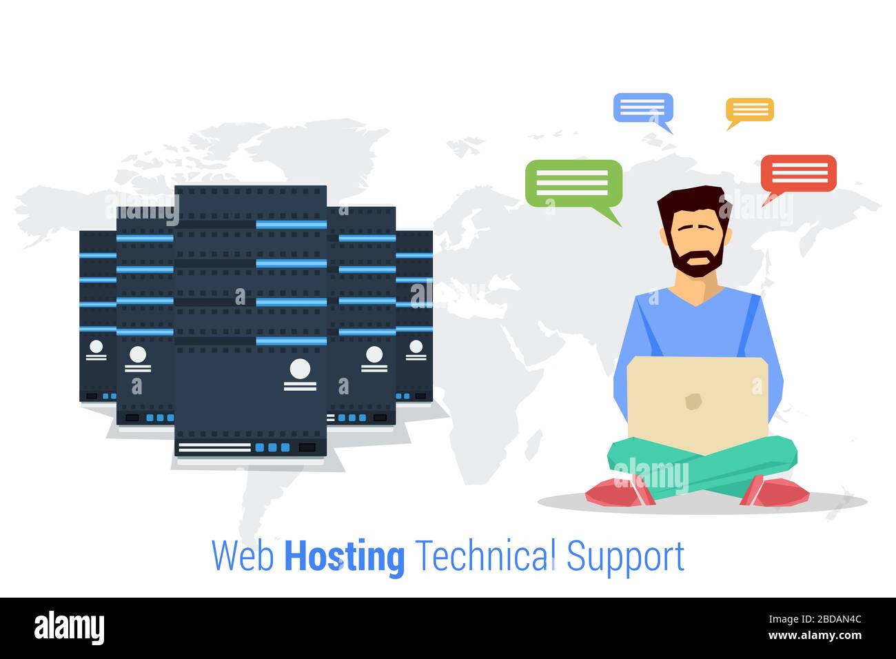 Supporto tecnico Web Hosting Illustrazione Vettoriale
