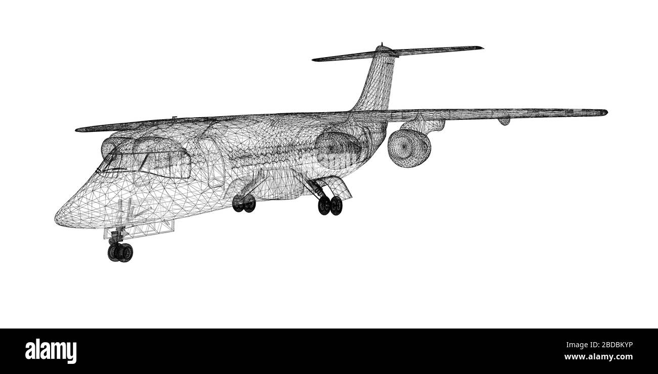 Airliner commerciale, Jet, struttura della carrozzeria, modello a filo Foto Stock