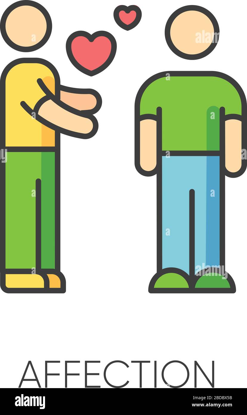Icona colore RGB affetto. Sentimenti romantici, amore, rapporto amoroso, simpatia interpersonale. Simbolo del giorno di San Valentino. Attaccamento emotivo Illustrazione Vettoriale