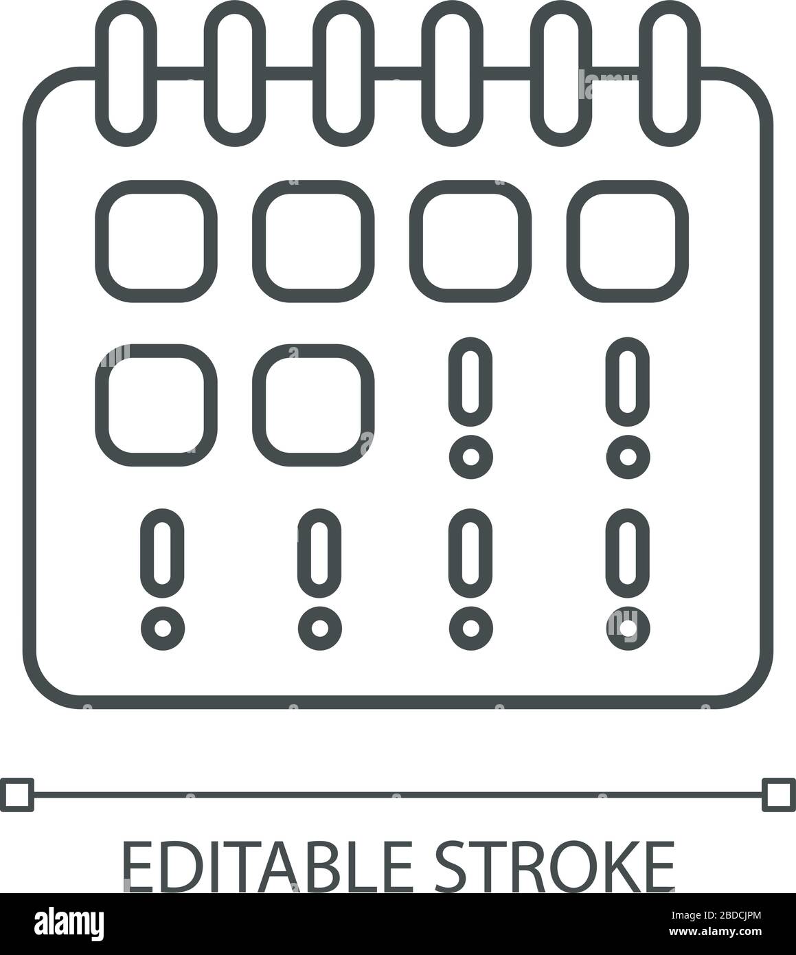 Icona lineare perfetta pixel periodo mancante. Sintomo iniziale della gravidanza. Calendario mestruazioni. Illustrazione personalizzabile a linee sottili. Simbolo del contorno Illustrazione Vettoriale