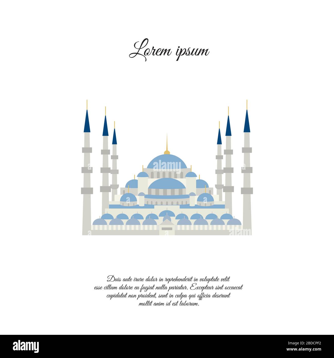 Vettore Moschea Blu. Moschea Blu a Stambul. Il Sultanahmet. Icona, simbolo, simbolo di colore della Moschea blu. Illustrazione Vettoriale