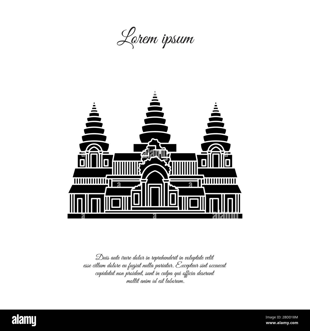 Angkor Wat icona vettoriale isolata su sfondo bianco, Angkor Wat segno trasparente, elemento design in stile contorno. Cambogia. Simboli storici Illustrazione Vettoriale