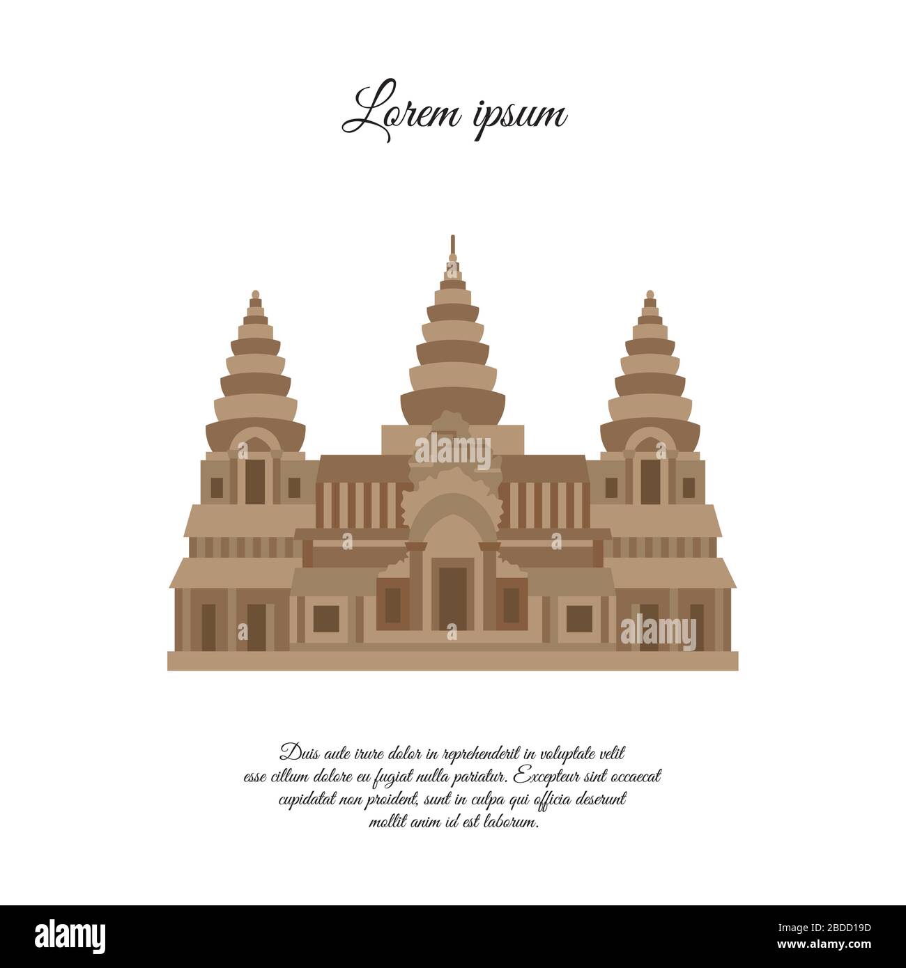 Icona del vettore Angkor Wat isolata su sfondo bianco, simbolo Angkor Wat, design degli elementi in stile contorno. Cambogia. Simbolo dei monumenti storici. Modificabile Illustrazione Vettoriale
