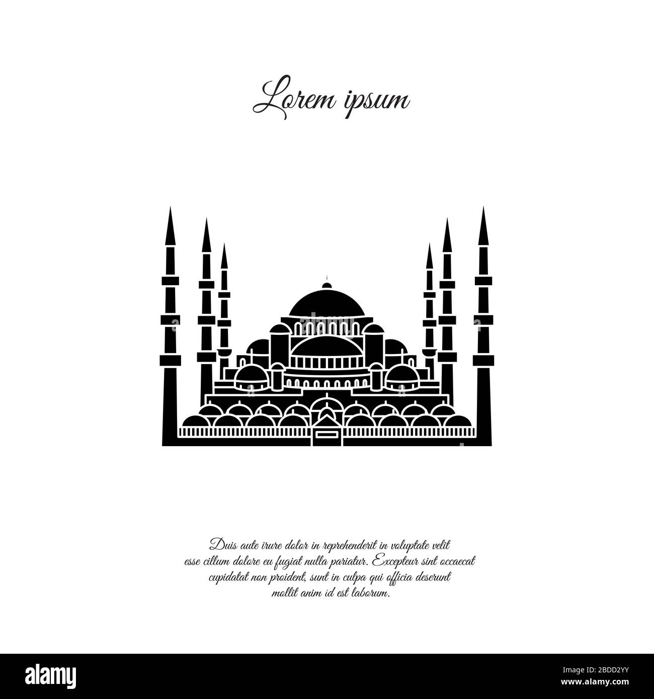 Vettore Moschea Blu. Moschea Blu a Stambul. Il Sultanahmet. Moschea blu icona nera, cartello, simbolo. Illustrazione Vettoriale