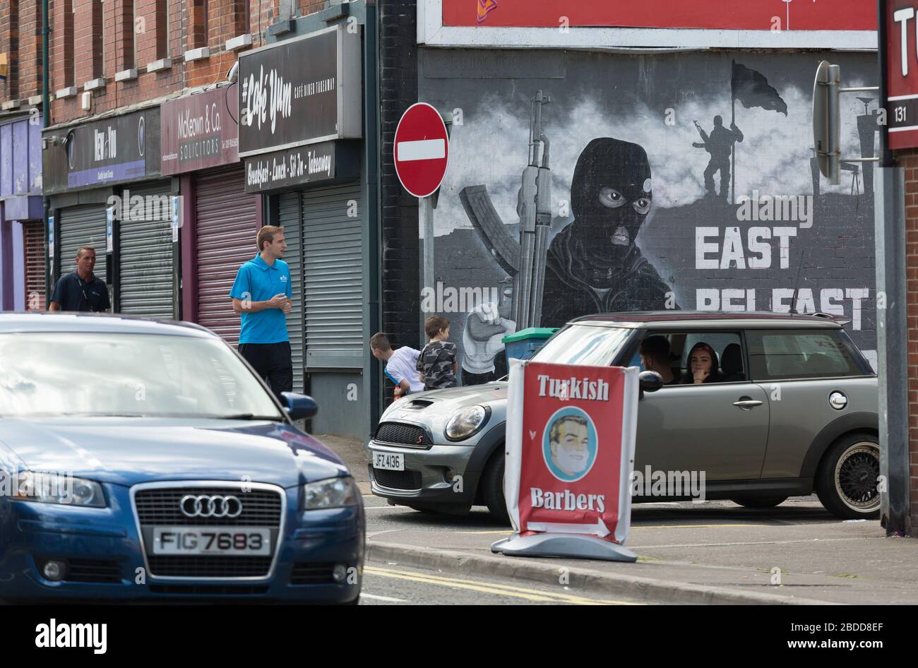 15.07.2019, Belfast, Irlanda del Nord, Gran Bretagna - militante, politico murale, protestante Belfast Est. 00A190715D008CAROEX.JPG [VERSIONE MODELLO: NO, Foto Stock