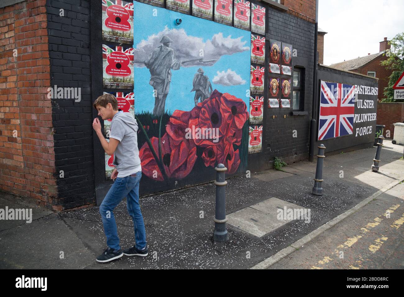 15.07.2019, Belfast, Irlanda del Nord, Gran Bretagna - murale politico, protestante Belfast Est. Spesso, come qui, la propaganda dell'Unio protestante Foto Stock