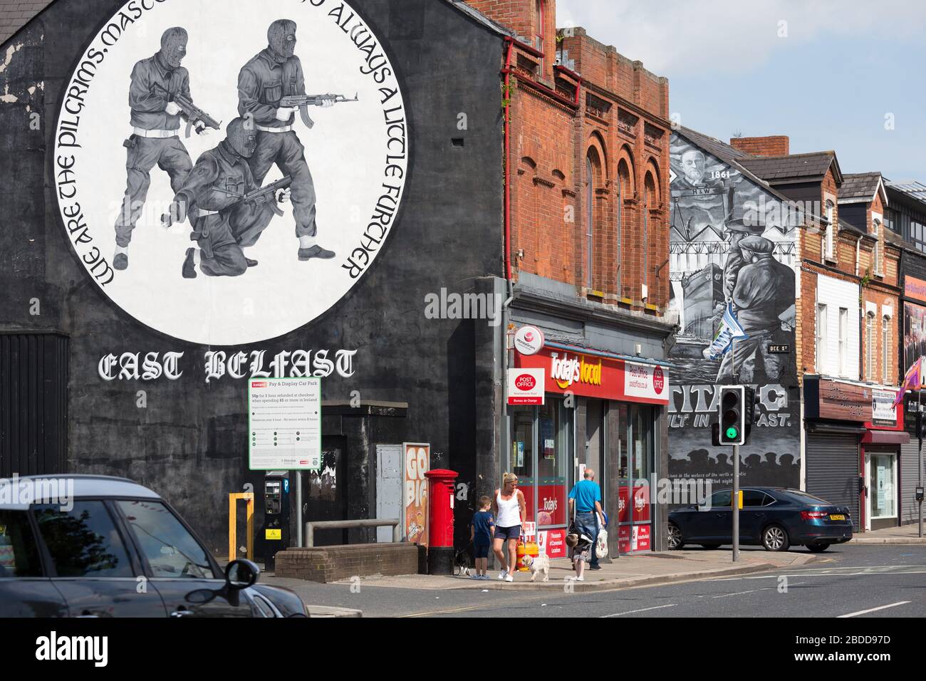 15.07.2019, Belfast, Irlanda del Nord, Gran Bretagna - militante, murale politico dell'UVF, protestante Belfast Est. L'UVF (Ulster Volontarii Force, Foto Stock