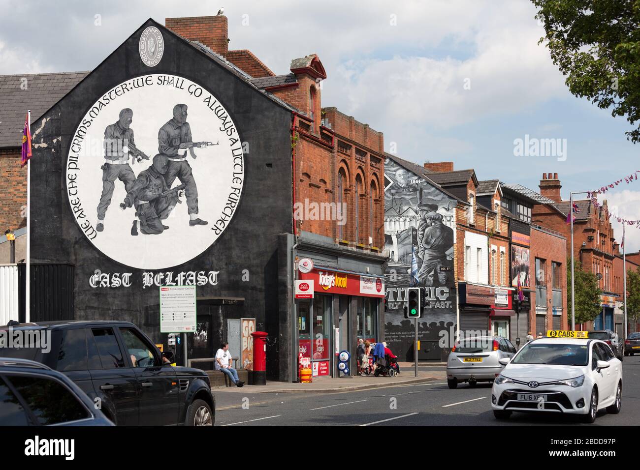 15.07.2019, Belfast, Irlanda del Nord, Gran Bretagna - militante, murale politico dell'UVF, protestante Belfast Est. L'UVF (Ulster Volontarii Force, Foto Stock