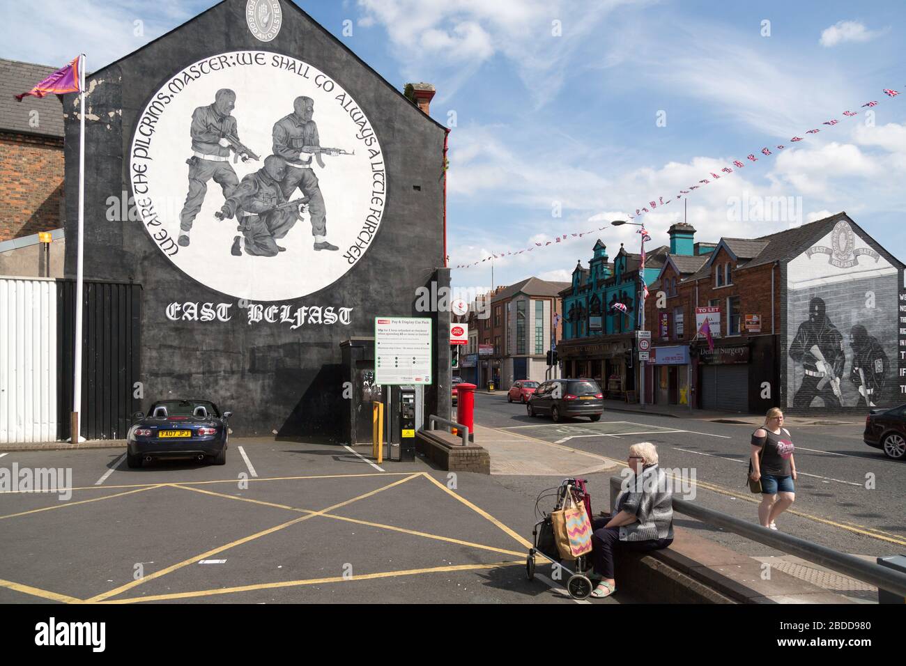 15.07.2019, Belfast, Irlanda del Nord, Gran Bretagna - militante, murale politico dell'UVF, protestante Belfast Est. L'UVF (Ulster Volontarii Force, Foto Stock
