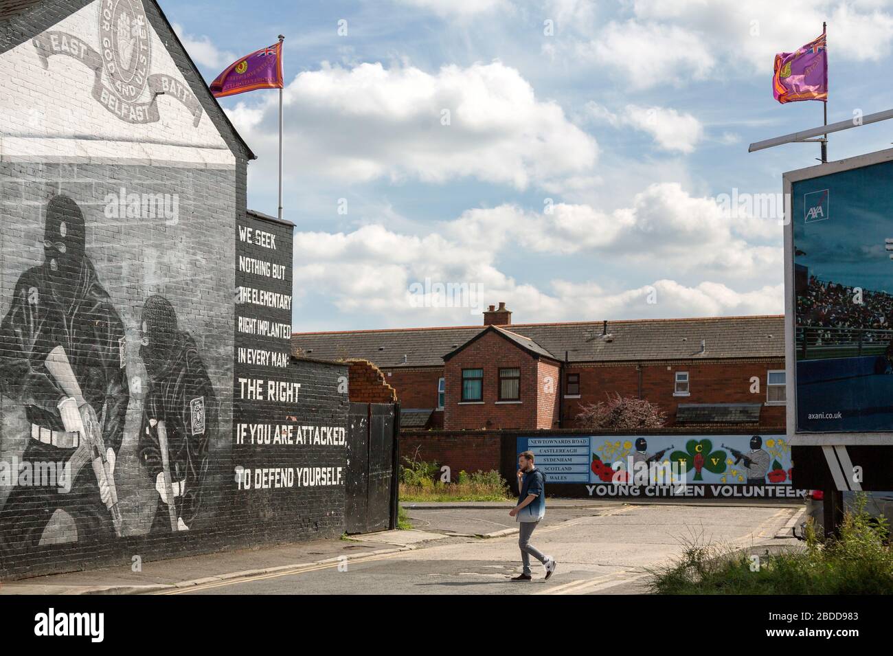 15.07.2019, Belfast, Irlanda del Nord, Gran Bretagna - militante, murale politico dell'UVF, protestante Belfast Est. L'UVF (Ulster Volontarii Force, Foto Stock