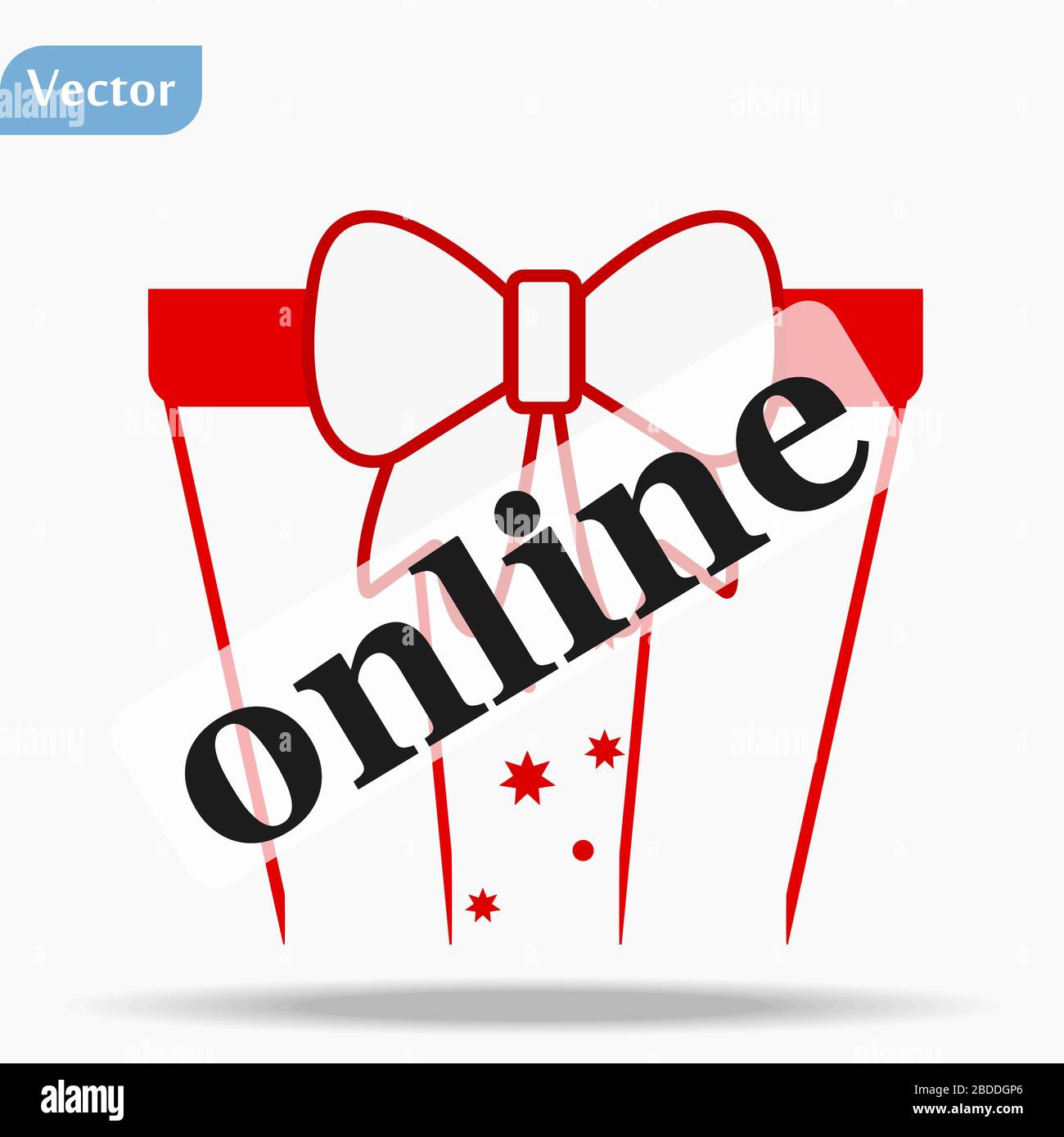 Emblema regalo per la consegna. Icona per il design. Negozio di regali online. Illustrazione vettoriale Illustrazione Vettoriale