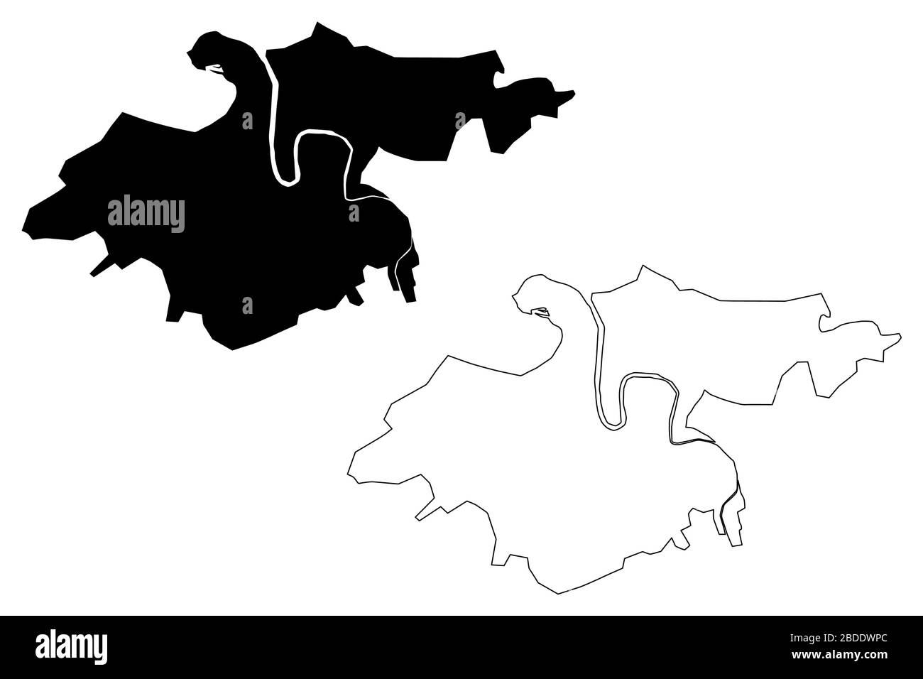 Donostia-San Sebastian City (Regno di Spagna, Paesi Baschi) mappa illustrazione vettoriale, schizzo di ciottoli Città di Donostia San Sebastian mappa Illustrazione Vettoriale