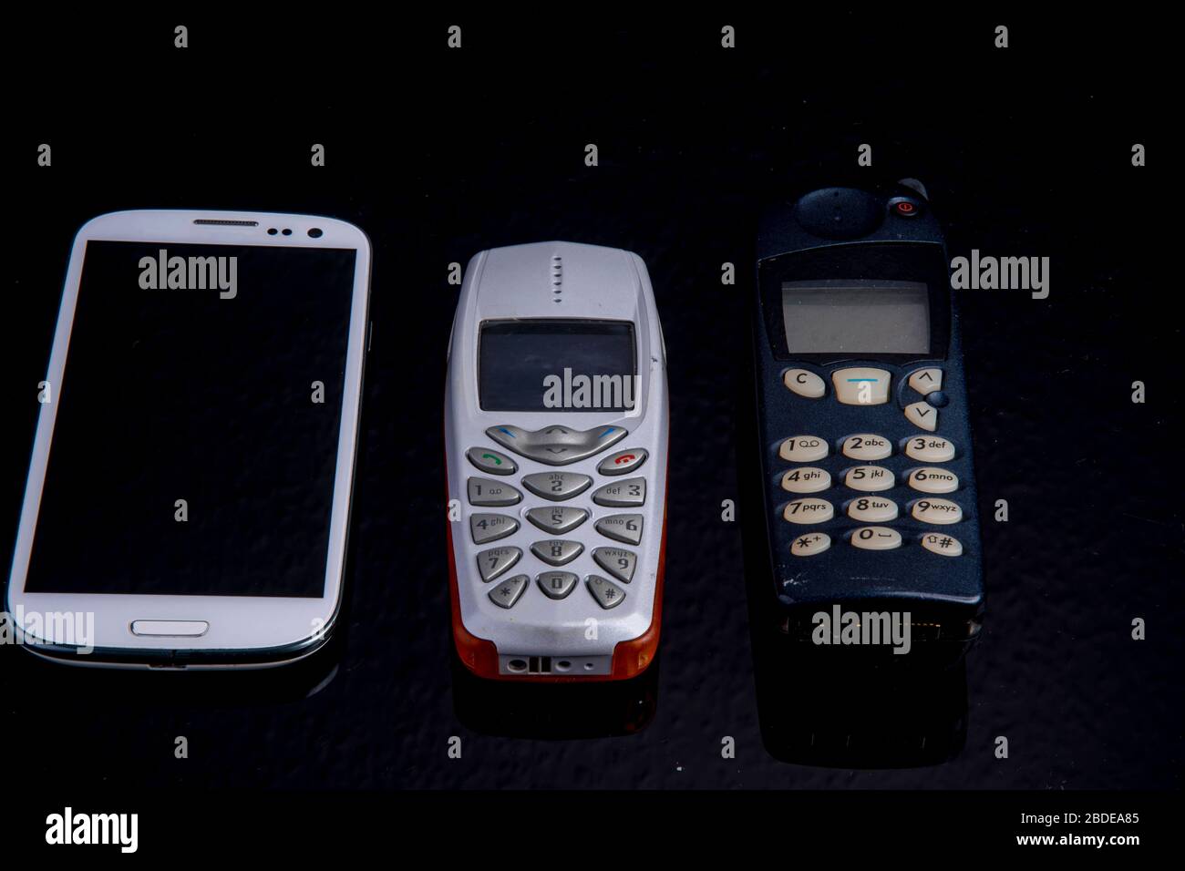 Tre generazioni di telefoni cellulari affiancate dal vecchio allo smartphone  Foto stock - Alamy