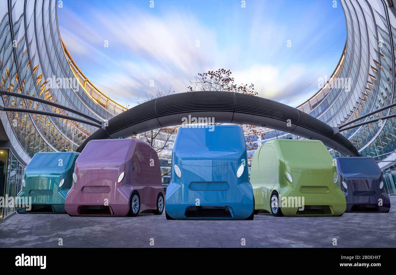 Veicoli autonomi per la consegna di merci in ambiente urbano Foto Stock
