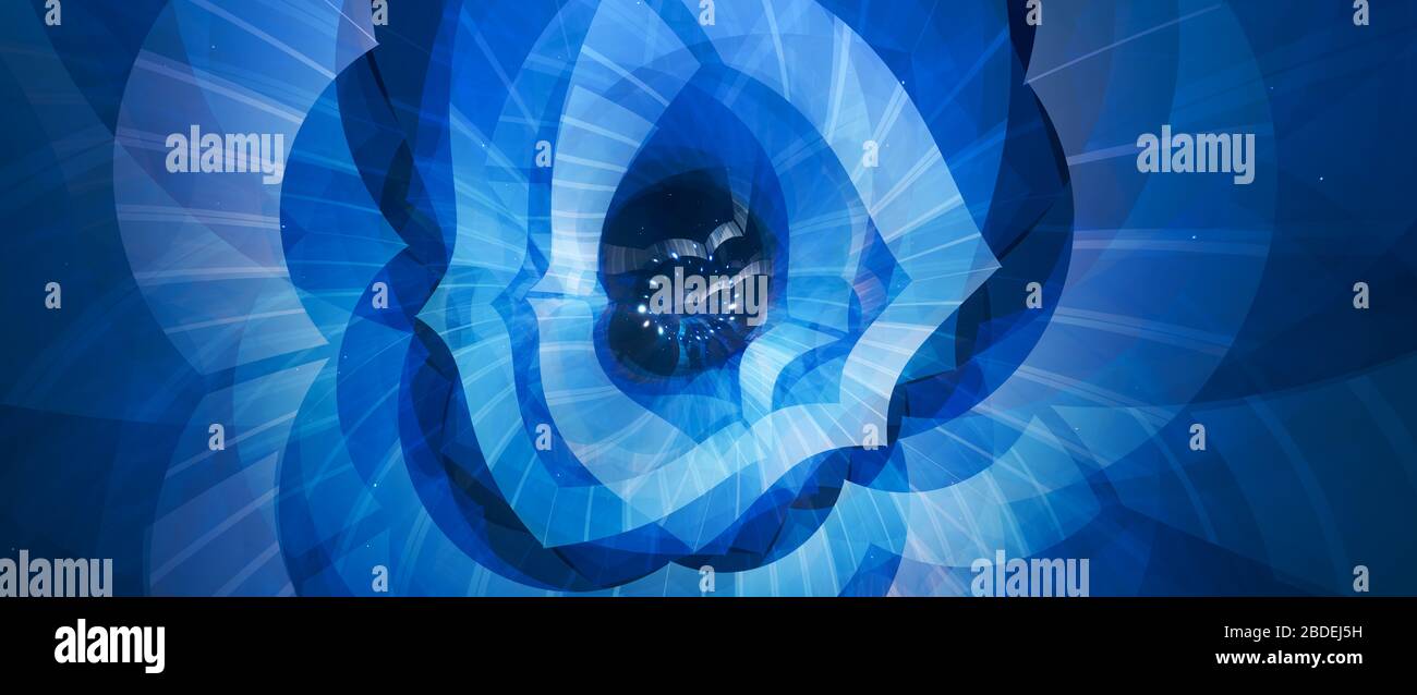 Porte spaziali multidimensionali luminose blu, sfondo astratto generato dal computer, rendering 3D Foto Stock