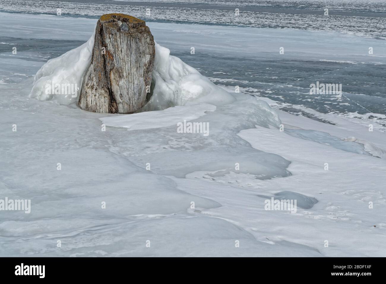 Sulla riva del lago Khovsgol in inverno Foto Stock