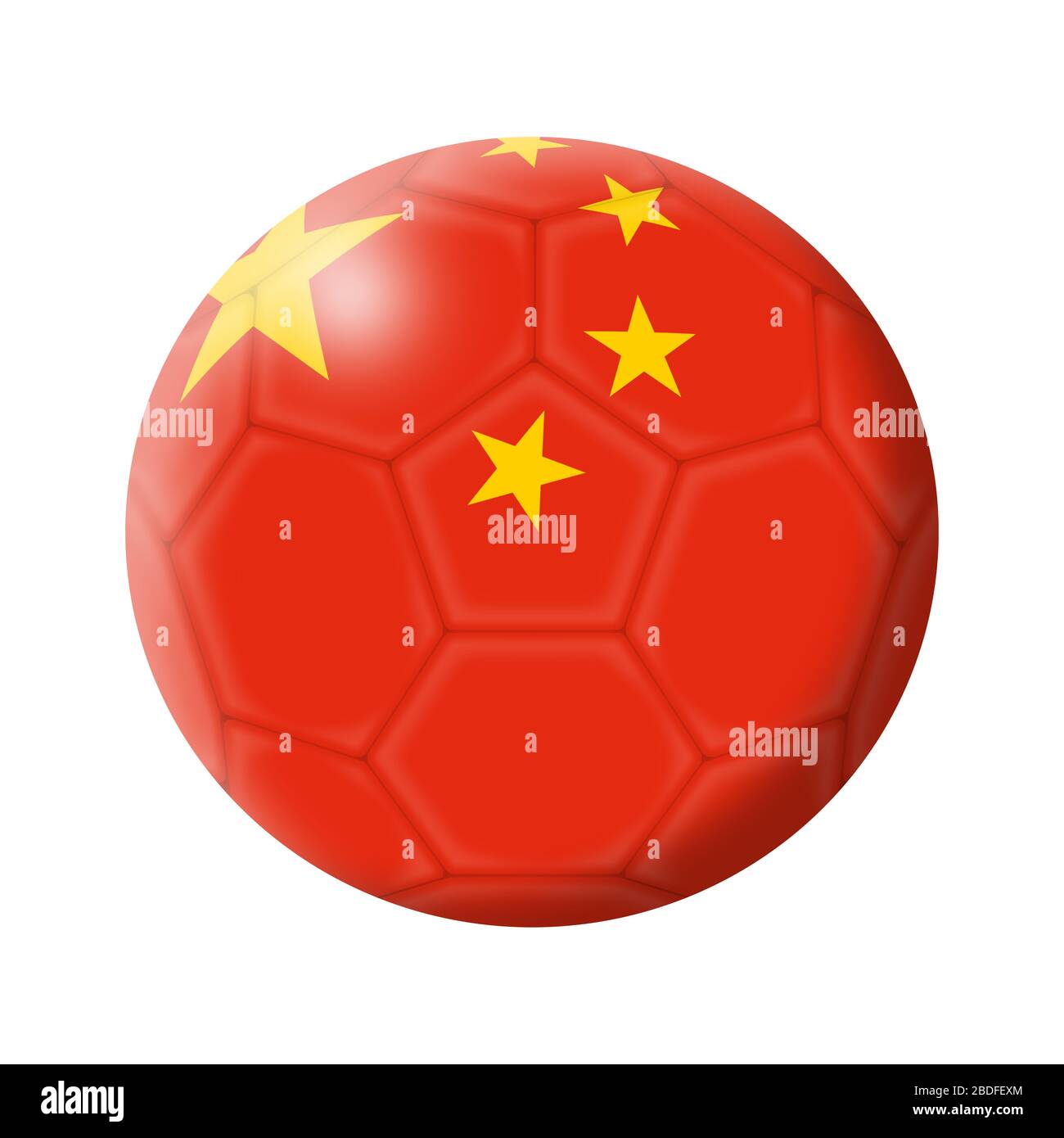 Un'illustrazione del calcio della Repubblica popolare Cinese isolato su bianco con il sentiero di taglio Foto Stock