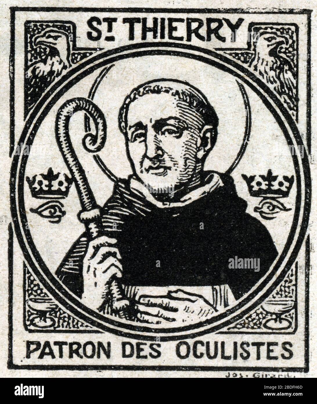 "Representation de saint Thierry du Mont d'Or (6eme siecle) (Ritratto di st Thierry) Illustrazione da 'le pelerin' giugno 1921 Foto Stock