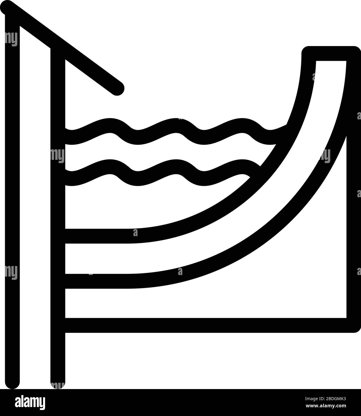 Icona acqua nella grondaia, stile contorno Illustrazione Vettoriale