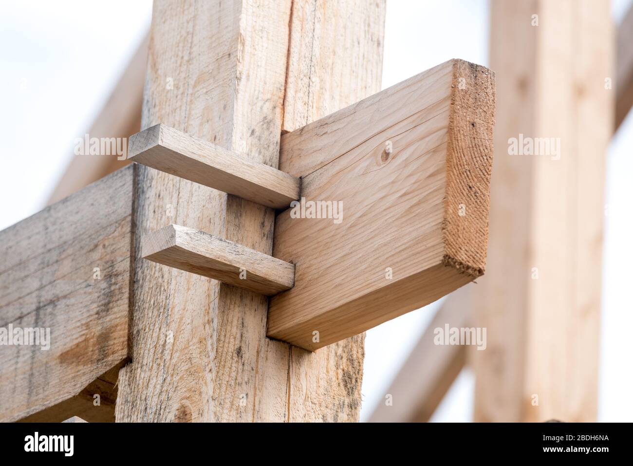 Dettagli del telaio della cabina in stile giapponese. Foto Stock