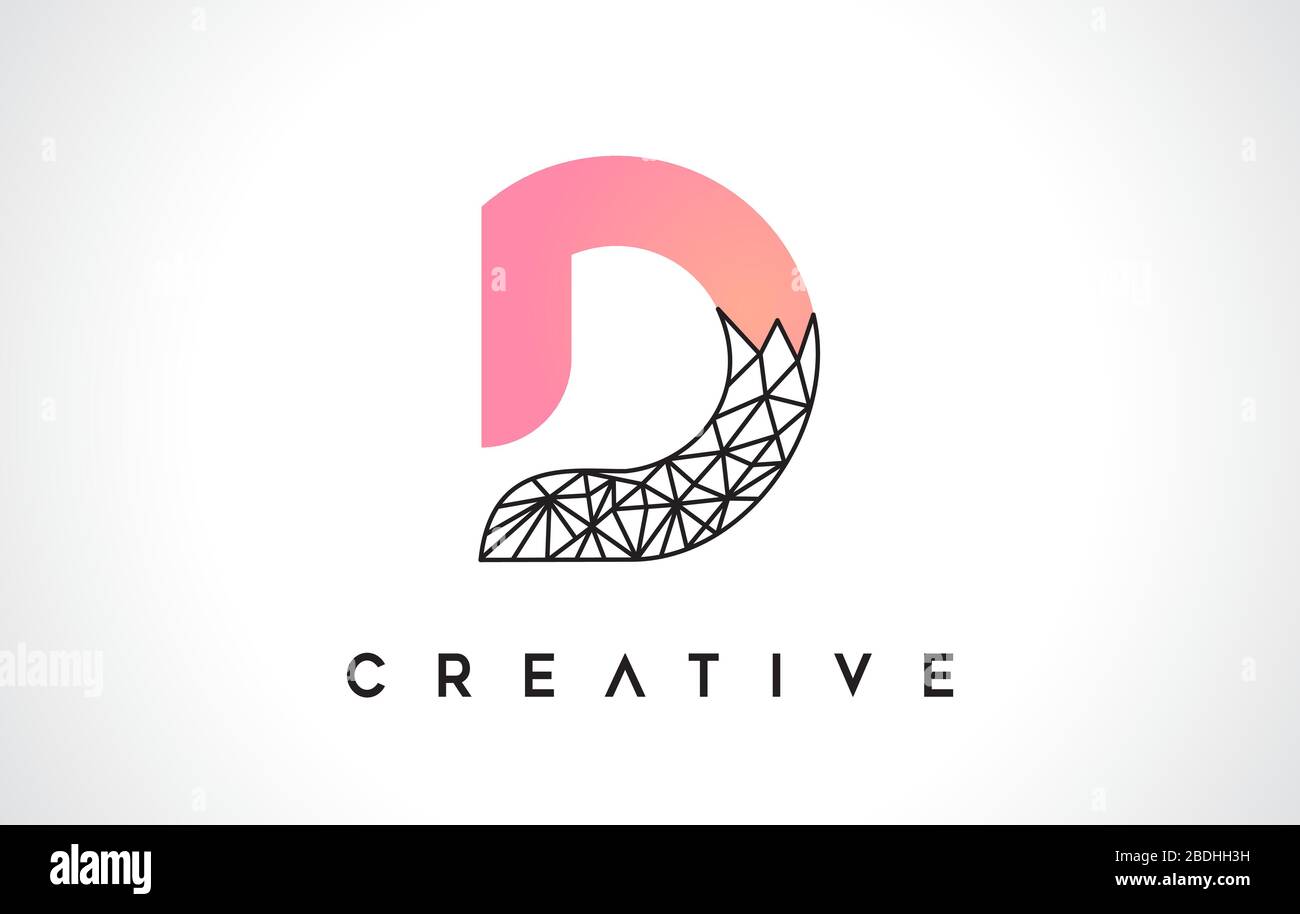 Lettera D Logo di bellezza. D Letter Design Vector con Origami Look Vector Illustration. Illustrazione Vettoriale