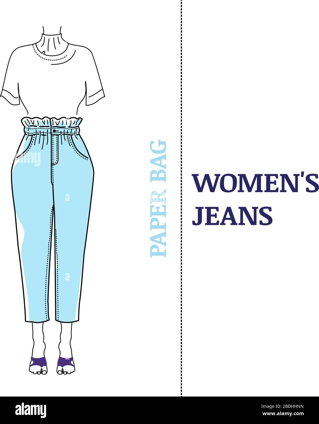 Jeans stile sacchetto di carta Illustrazione Vettoriale